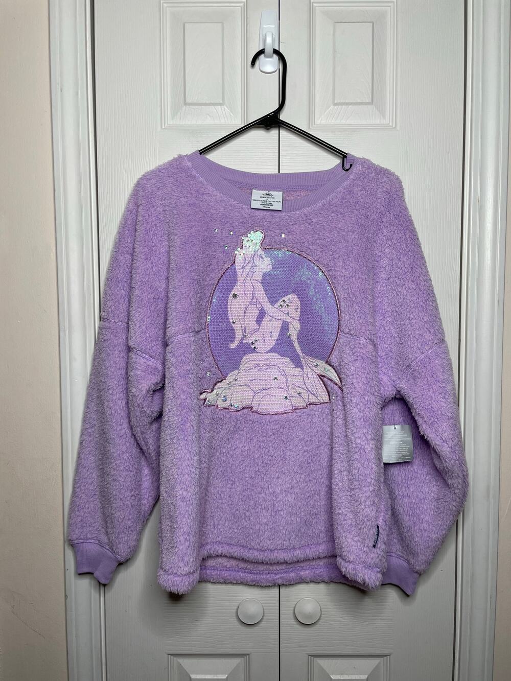 NEW Disney The Little Mermaid Ariel Purple Fuzzy Spirit Jersey Top Size Small